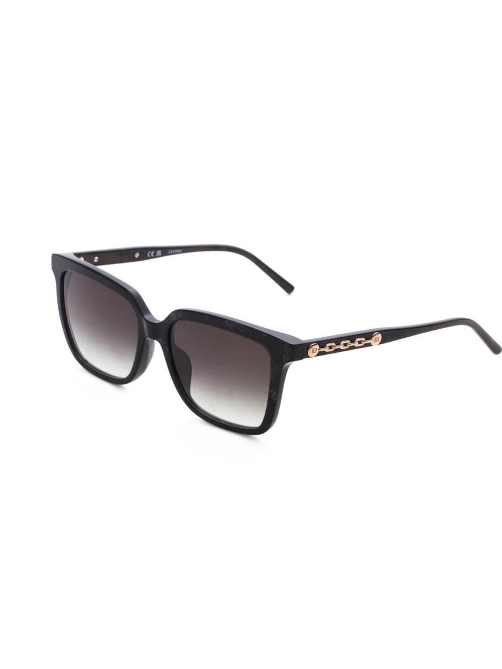 Escada 55mm Square Gradient Sunglasses Black Gold Chain Logo Women’s New Case
